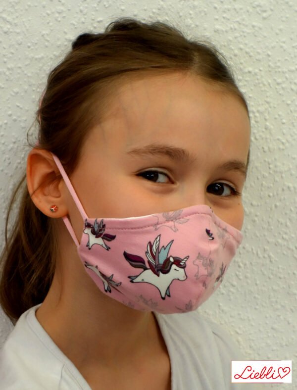 Kindermasken,bunte Masken, bunte Kindermasken,Masken Kinder, Masken Stoff,schöne Stoffmasken,lustige Masken Geschaeft in Wien kaufen online bestellen,Kindermaske, bunte Stoffmasken Einhorn rosa